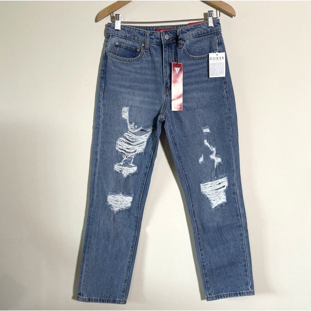 NWT Guess Los Angeles Women's High Rise Straight Lively Straight Jeans Sz 26x27